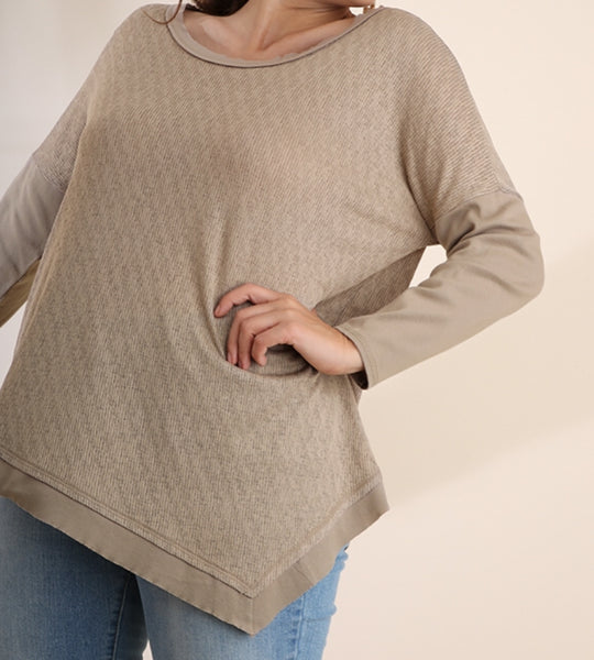 Plus size long sleeve mocha top