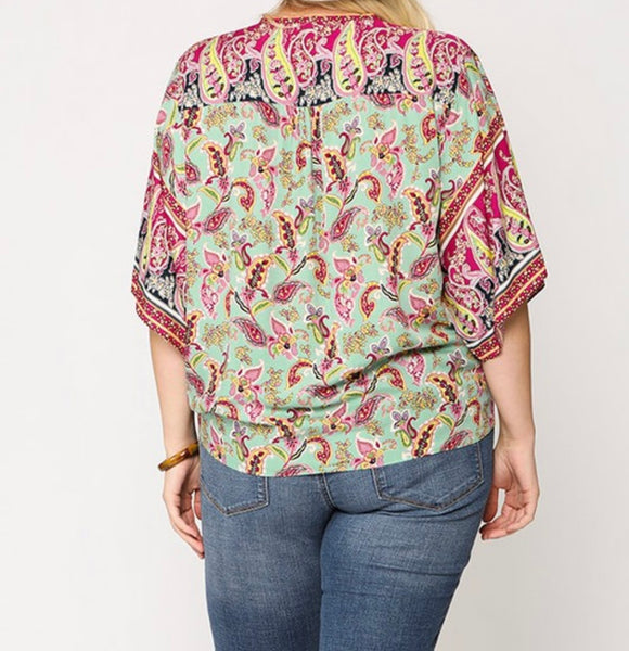 Plus size Mint paisley print top