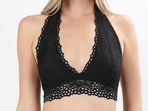 Lace halter bralette