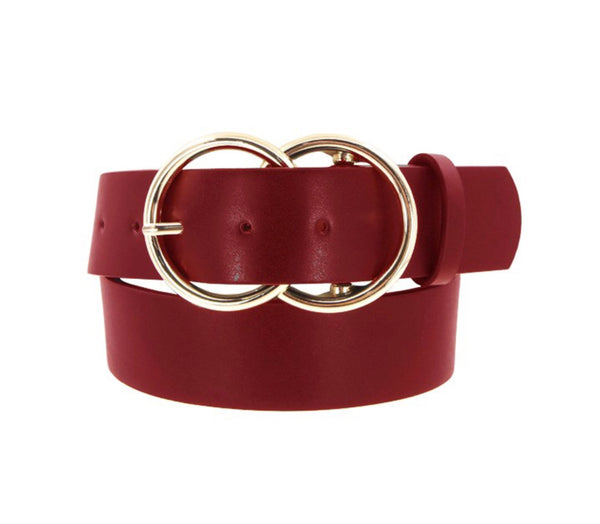 Belt faux leather double O ring loop