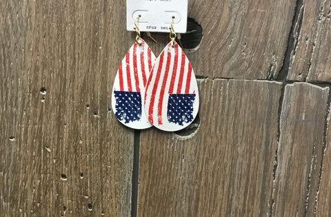 Earrings leather American flag print