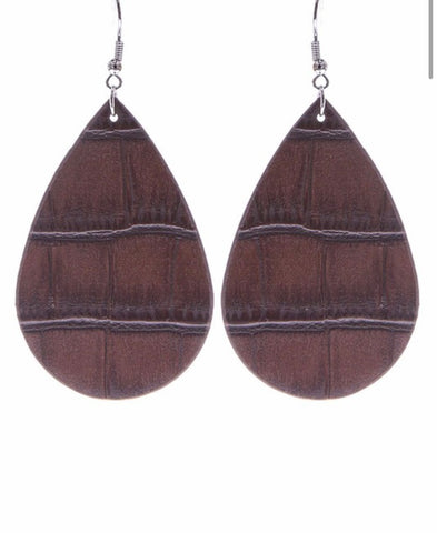 Dark brown leather earrings