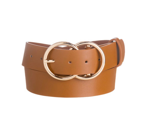 Belt faux leather double O ring loop