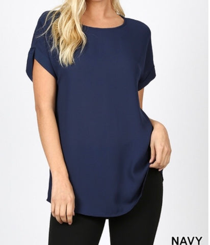 Plus short cuffed sleeve top