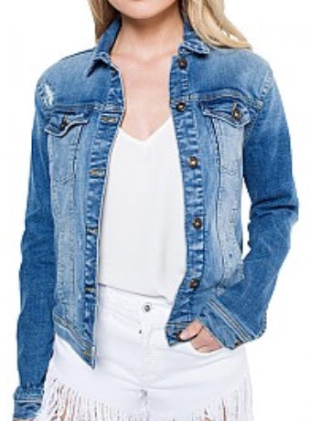 Distressed denim jacket