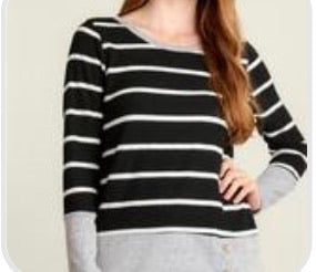 Black/white striped with gray color block top