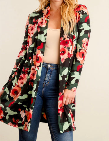 Camo/floral cardigan