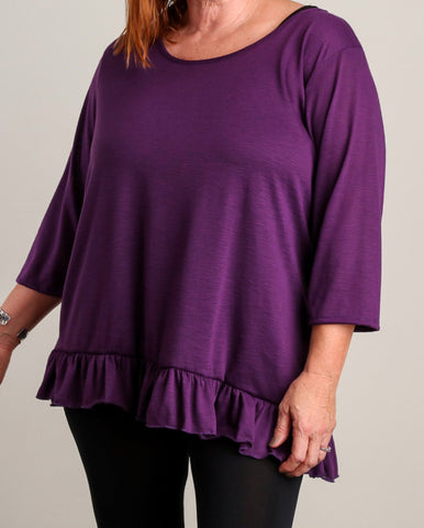 Plus purple ruffle hem top