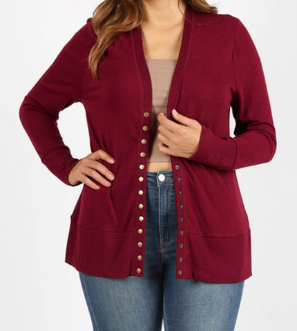 Plus cardigan dark burgundy