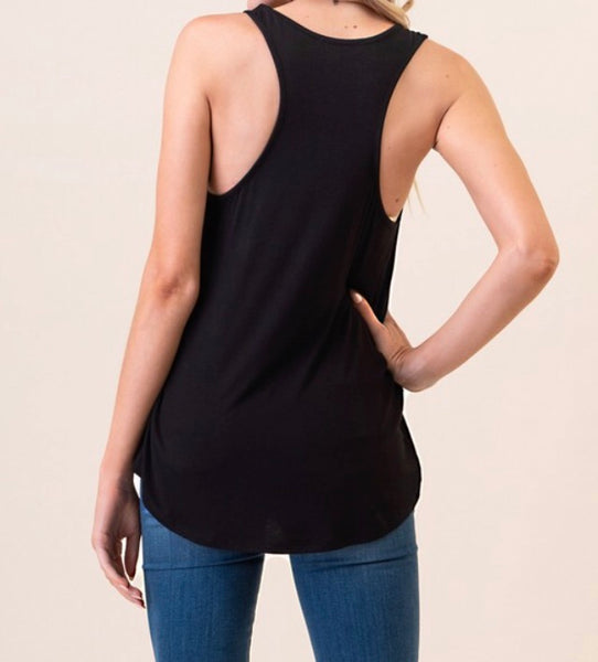 Black Y-Strap neck tank top