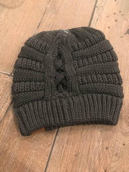 C.C. Criss cross ponytail beanie