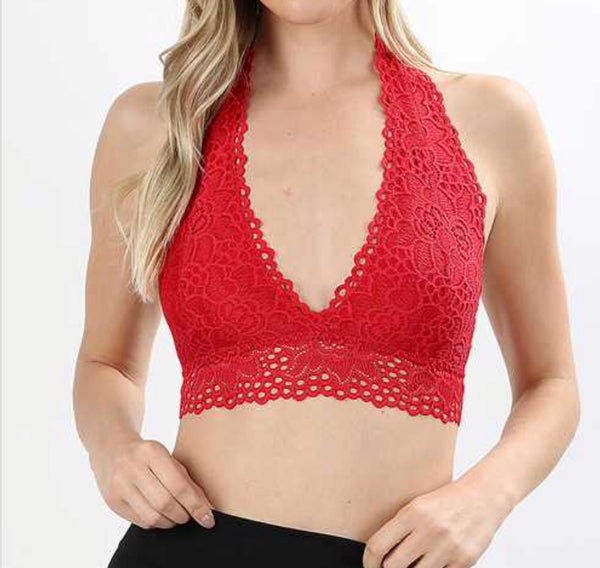 Lace halter bralette