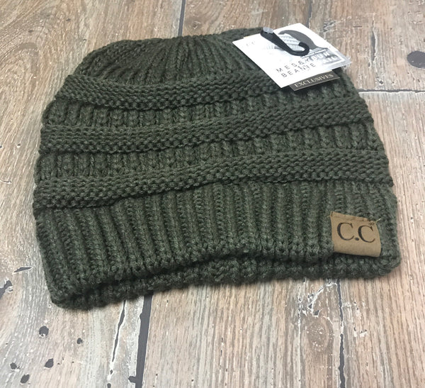 C.C. Messy bun beanie