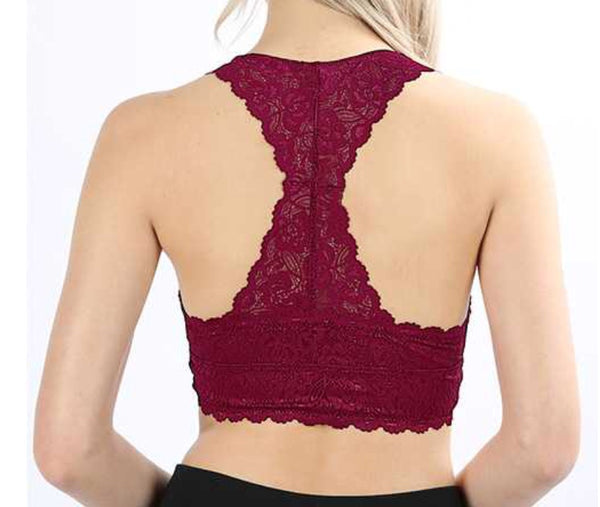 Bralette red lace with hourglass back