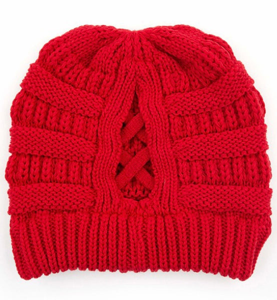 C.C. Criss cross ponytail beanie