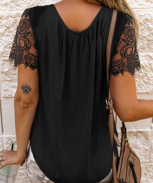 Black lace sleeve top