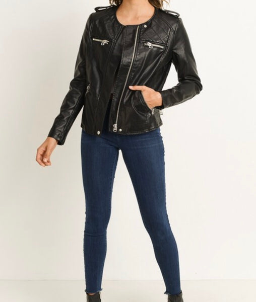 Black faux leather jacket