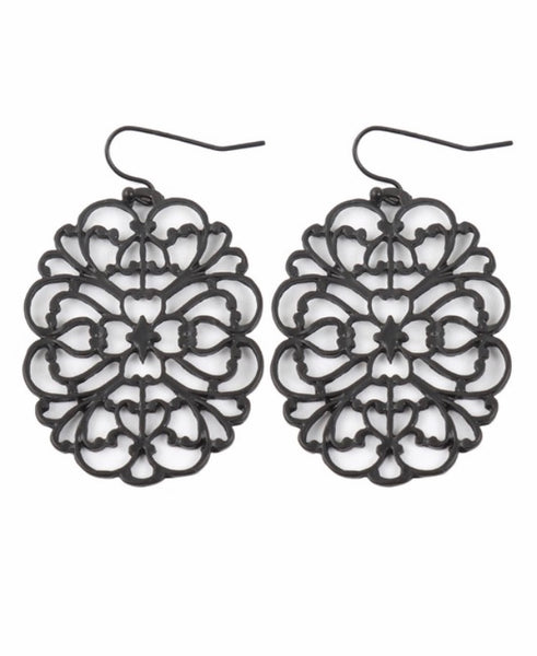 Black filigree earrings