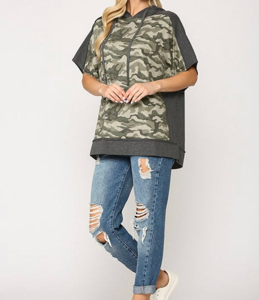 Camo short sleeve hoodie