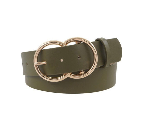 Belt faux leather double O ring loop