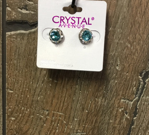 Earrings small crystal gem light turquoise