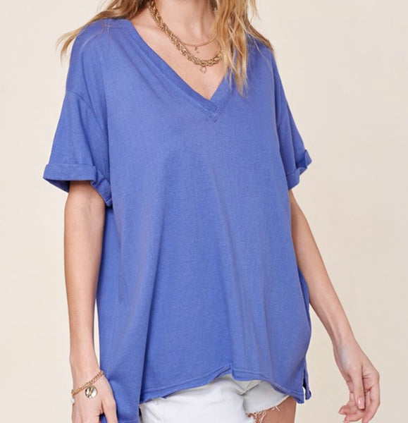 Jersey knit v-neck casual top