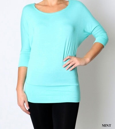 Mint 3/4 dolman sleeve top