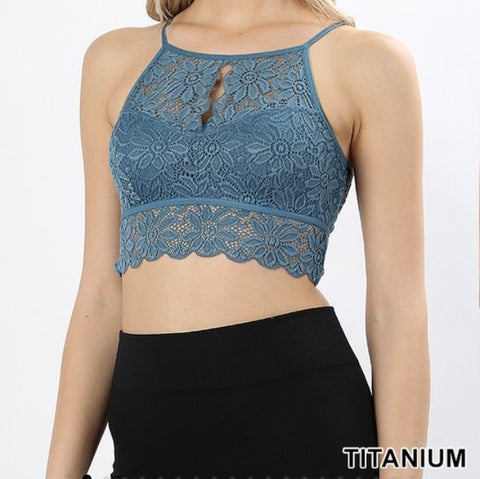 Lace bralette titanium