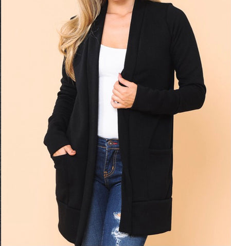 Black thumb hole sweatshirt cardigan