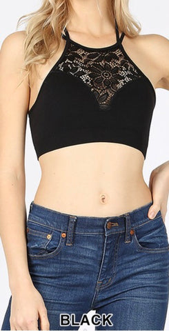 Lace bralette padded black