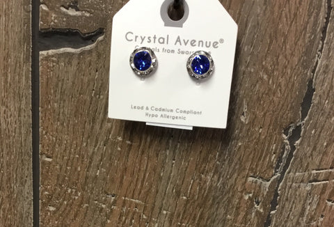 Earrings small crystal gem sapphire