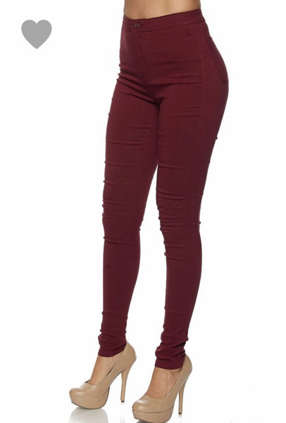 Burgundy jeggings