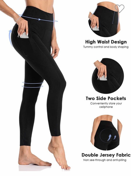 Black yoga pants with pocket