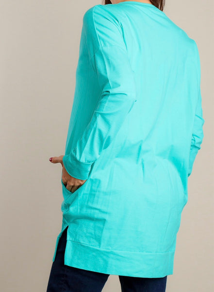 Mint pocketed v-neck tunic