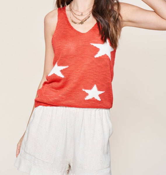 Star print sleeveless sweater