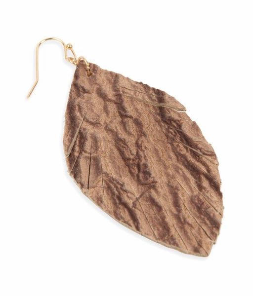 Fringed marquise leather earrings