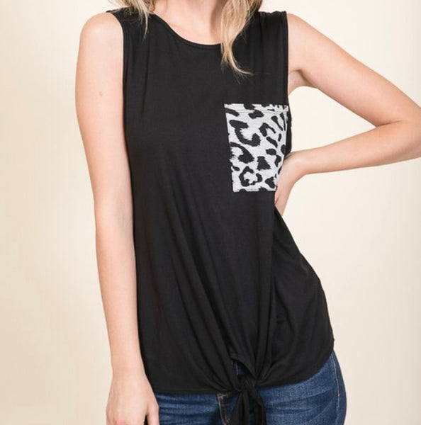 Black pocket tank top