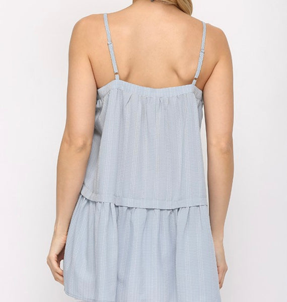 Denim blue tiered cami top