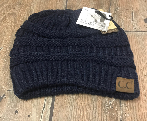 C.C. Messy bun beanie