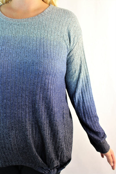 Plus blue ombré ribbed top