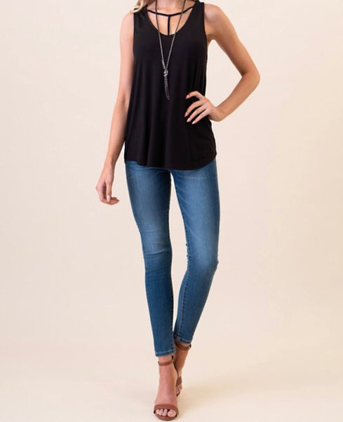 Black Y-Strap neck tank top