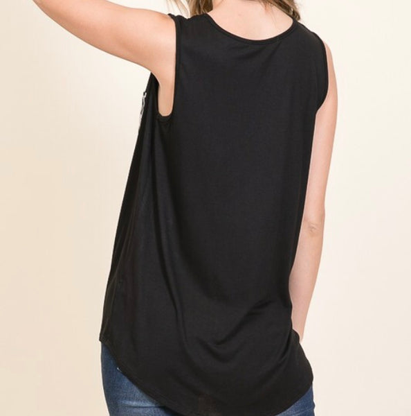 Black pocket tank top