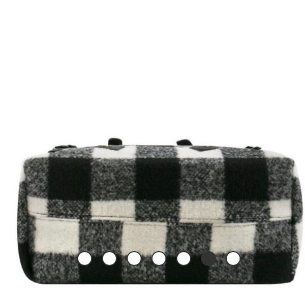 Buffalo print wool with faux leather trim purse