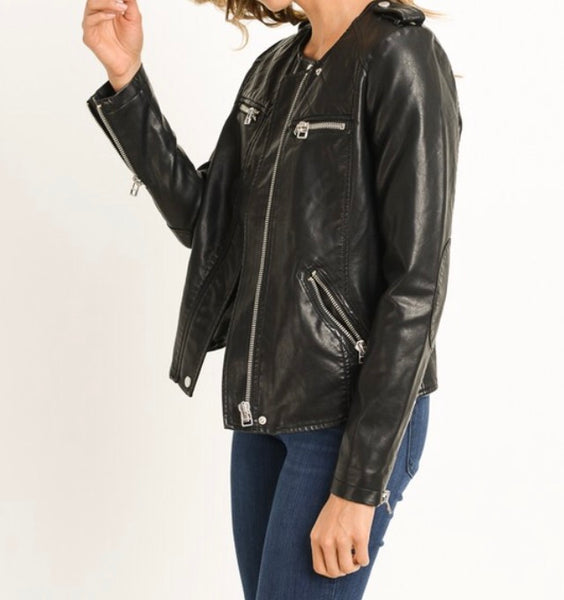 Black faux leather jacket