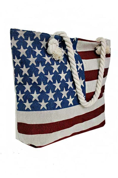 American flag canvas tote