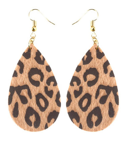 Earrings leather teardrop