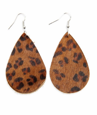 Leopard leather earrings