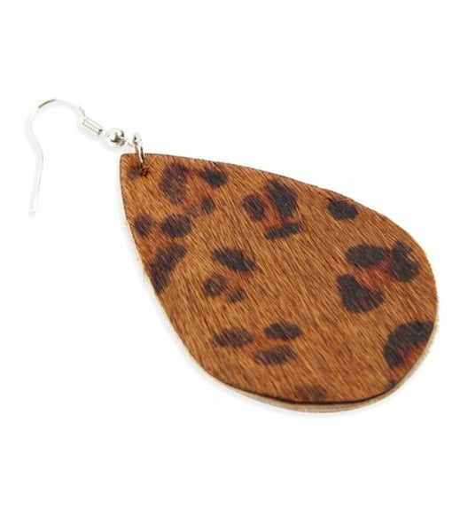 Leopard leather earrings