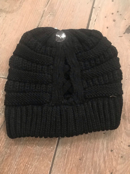 C.C. Criss cross ponytail beanie