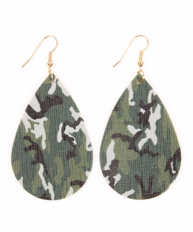 Camouflage leather earrings